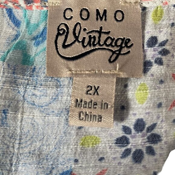 Como Vintage 2X Boho Sleeveless Patchwork Top Summer Flowy Festival Cottage Chic - Picture 2 of 10
